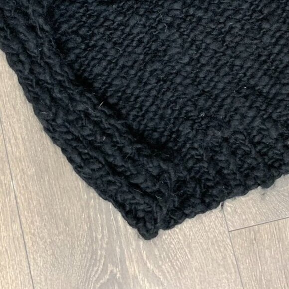 Women's Wolf & Cecil Merino Wool Chunky Knit Sweater Turtleneck Black Cutout - Picture 12 of 16